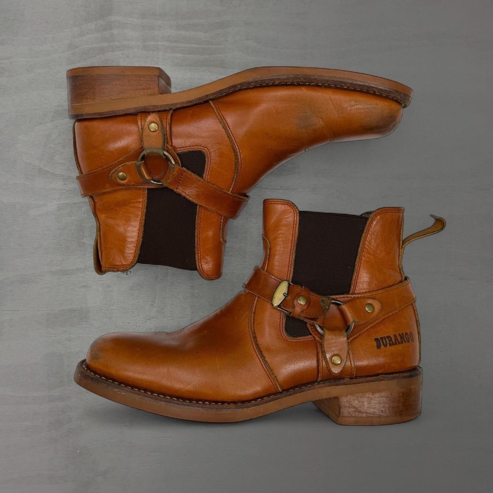 Durango Harness Boots Tan Leather Western Biker Ankle Boots 10.5D